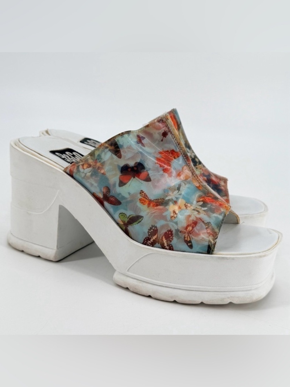 Vintage Y2K Holographic Butterfly 9&Co Chunky Platform Sandals 7.5